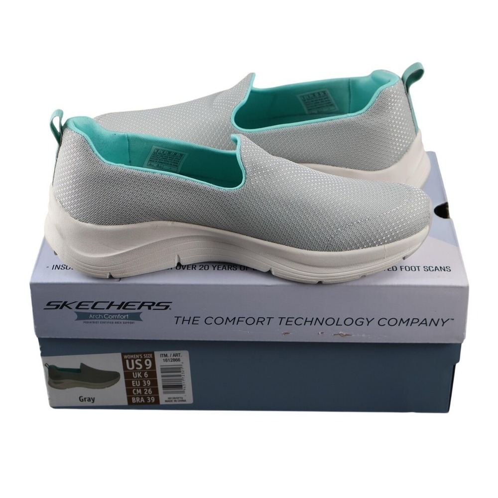 Skechers Arch Comfort Shoes Womens Size 9 Gray Slip On Cushioned 56126/GYTQ
